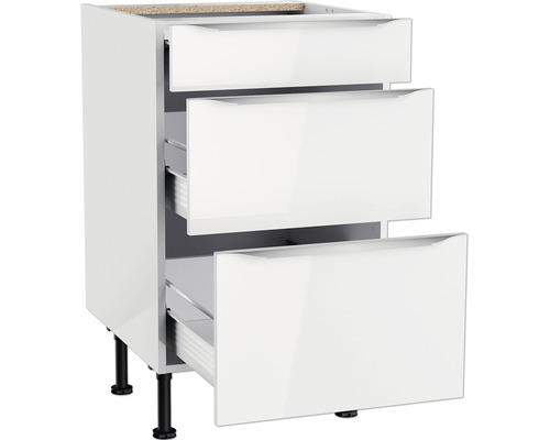 Meuble bas de cuisine avec trois tiroirs