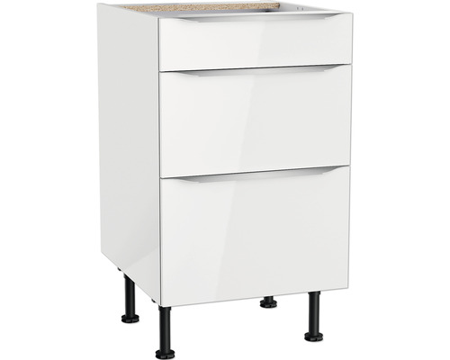 Meuble bas tiroir Optifit Arvid986 lxpxh 50 x 58,4 x 87 cm blanc brillant démonté