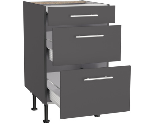 Meuble bas de cuisine avec trois tiroirs