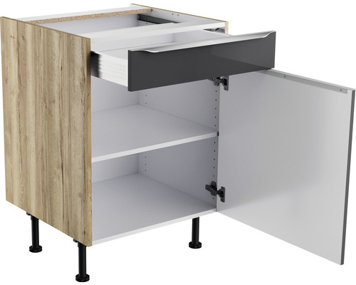 Meuble bas avec tiroir et porte, décor bois