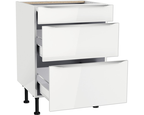Meuble bas de cuisine avec trois tiroirs