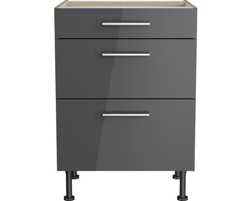 Meuble sous-lavabo avec trois tiroirs et pieds