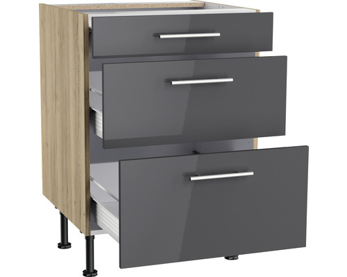 Meuble bas de cuisine avec trois tiroirs