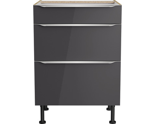 Meuble bas avec trois tiroirs et pieds