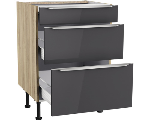 Meuble bas de cuisine avec trois tiroirs