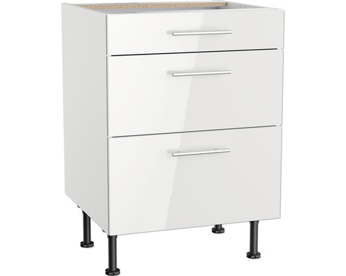 Meuble bas tiroir Optifit Rurik986 lxpxh 60x58,4x87 cm blanc brillant démonté