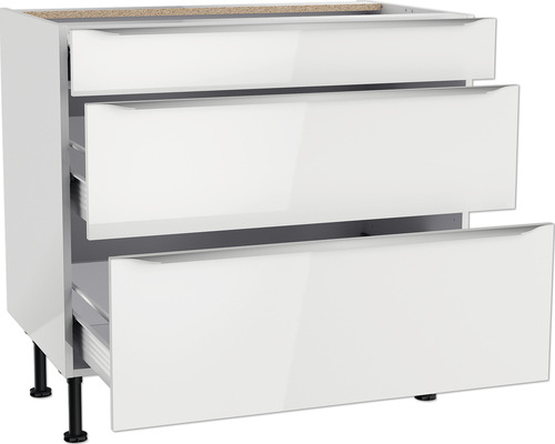 Meuble bas de cuisine avec trois tiroirs