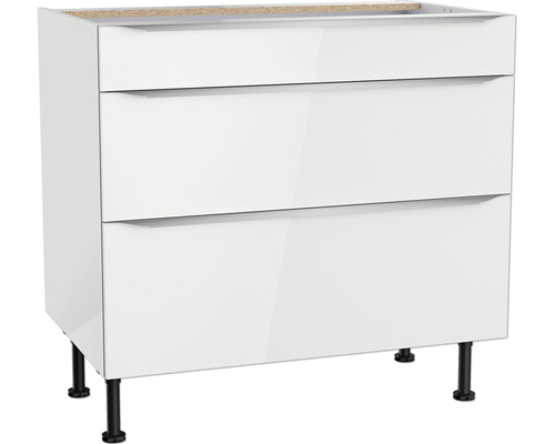 Meuble bas tiroir Optifit Arvid986 lxpxh 90x58,4x87 cm blanc brillant démonté