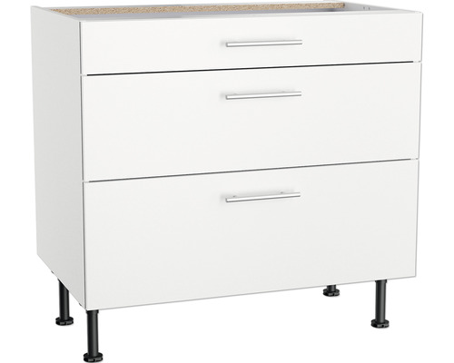 Schubladenunterschrank Optifit OPTIkomfort Bengt932 BxTxH 90x58.4x87 cm weiss Unterschrank mit drei Schubladen für Badezimmer