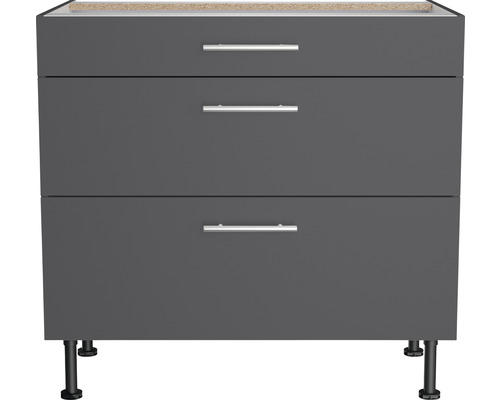 Meuble bas avec trois tiroirs et pieds