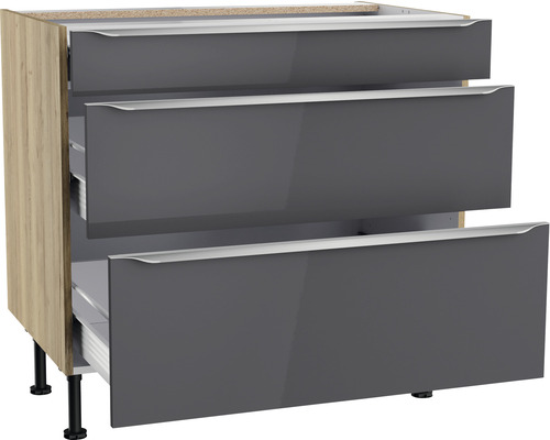 Meuble bas de cuisine avec trois tiroirs