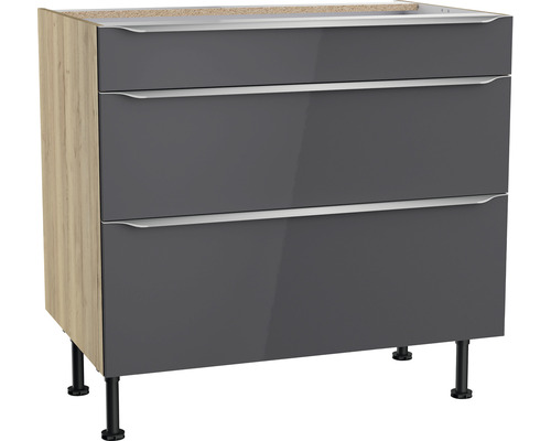 Meuble bas à tiroirs Optifit OPTIkomfort Linus984 lxpxh 90x58.4x87 cm anthracite/chêne sauvage