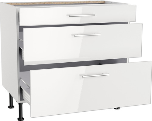 Meuble bas de cuisine avec trois tiroirs