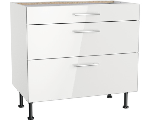 Meuble bas tiroir Optifit Rurik986 lxpxh 90x58,4x87 cm blanc brillant démonté