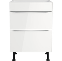 Meuble sous-lavabo avec trois tiroirs et pieds