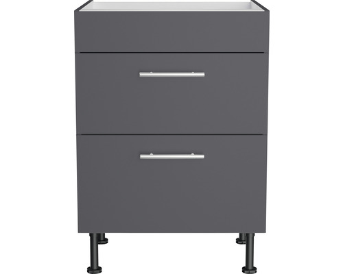 Meuble bas avec deux tiroirs et pieds