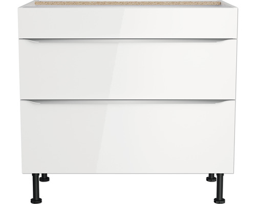 Waschbeckenunterschrank mit drei Schubladen und Füssen