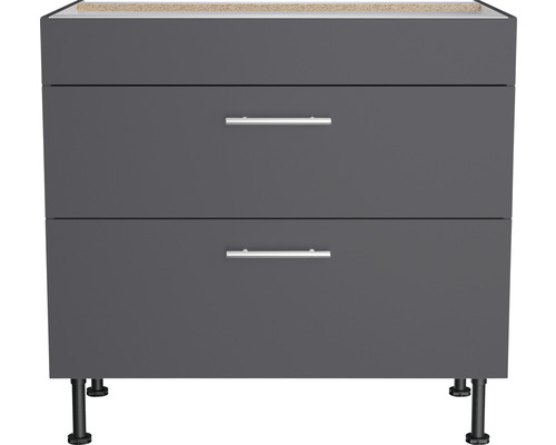 Meuble bas avec deux tiroirs et pieds