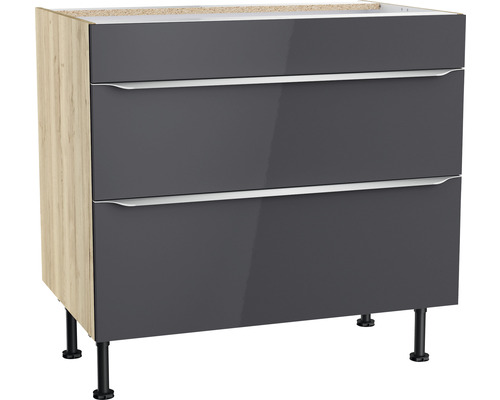 Kochfeldumbauschrank Optifit OPTIkomfort Linus984 BxTxH 90x58.4x87 cm anthrazit/wildeiche