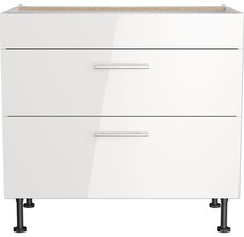 Meuble bas avec deux tiroirs et pieds