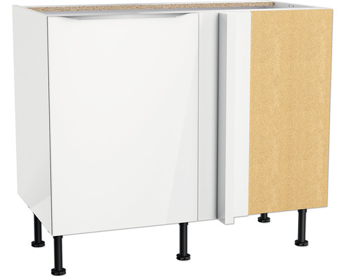 Eckunterschrank Optifit Arvid986 BxTxH 100 x 58,4 x 87 cm Frontfarbe weiss glänzend Korpusfarbe weiss