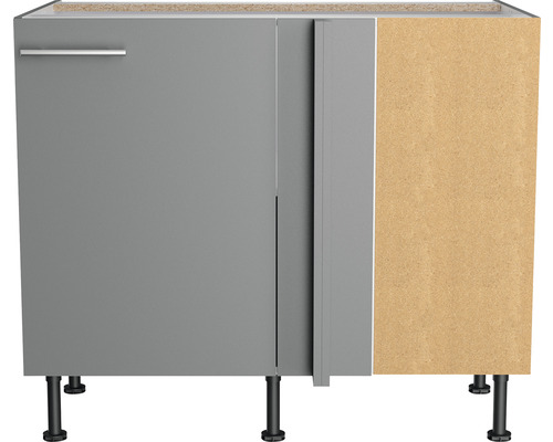 Meuble bas avec une porte, une poignée et des pieds