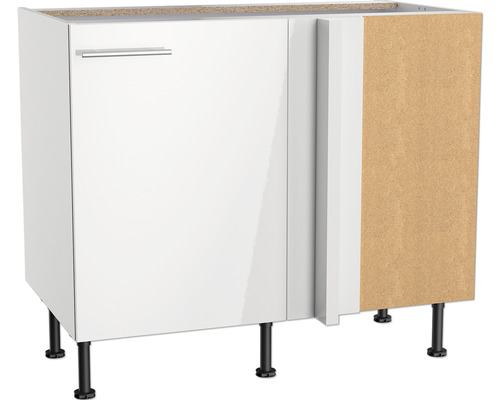 Optifit Eckunterschrank Rurik986 BxTxH 100x58,4x87 cm weiss glänzend zerlegt Anschlag reversibel (links oder rechts montierbar)