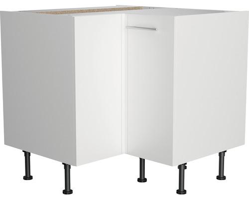 Meuble bas d''angle blanc avec porte et poignée