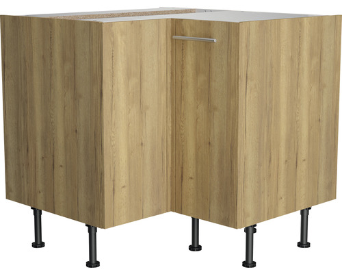 Eckunterschrank mit Holzoptik und Griff