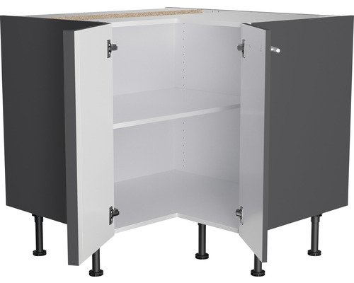 Eckunterschrank mit zwei Türen und Einlegeböden