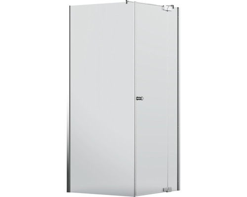 Eckdusche mit Tür aus Glas