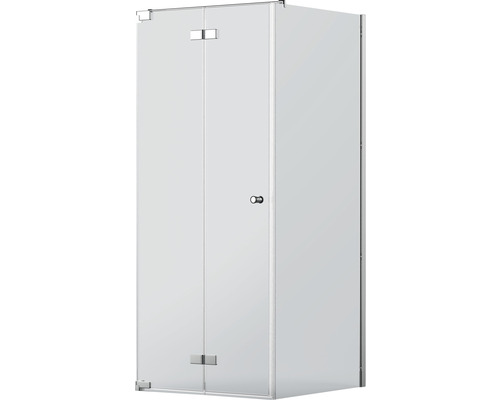 Eckdusche mit zwei Türen aus Glas