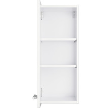 Offener, weisser Badezimmerschrank mit drei Regalböden