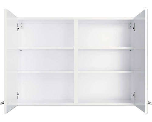 Offener weisser Wandschrank mit Regalböden