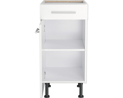 Meuble bas avec tiroir, une porte et pieds