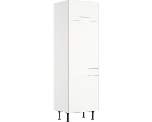 Armoire haute blanche avec deux portes et poignées