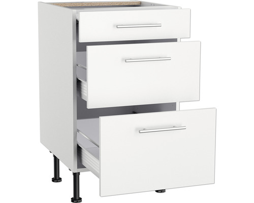 Meuble bas de cuisine avec trois tiroirs