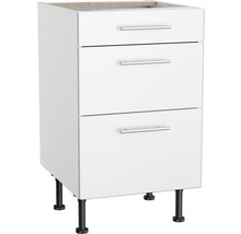 Meuble bas avec trois tiroirs et pieds