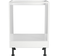 Weißer Küchenunterschrank mit schwarzen Füßen