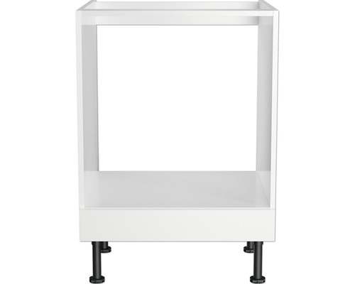 Weißer Küchenunterschrank mit schwarzen Füßen