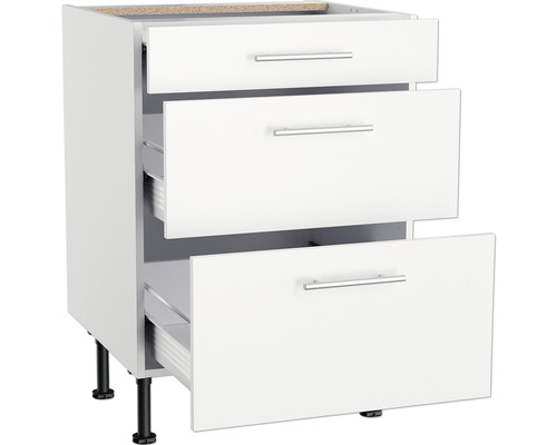 Meuble bas de cuisine avec trois tiroirs
