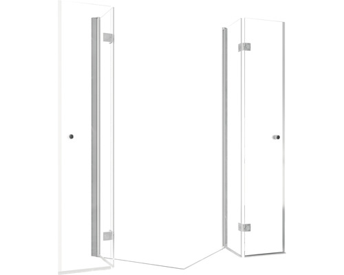 Eckdusche mit zwei Türen aus Glas