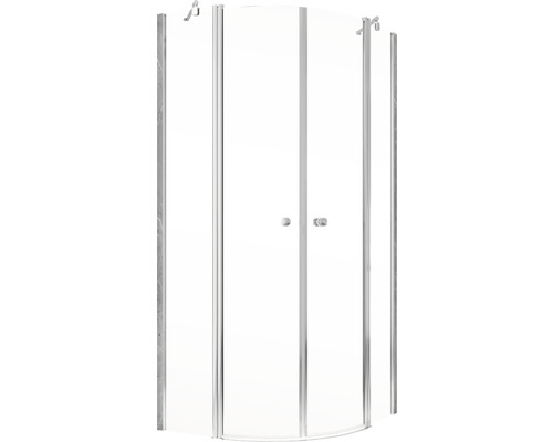 Cabine de douche d''angle avec porte battante et verre transparent