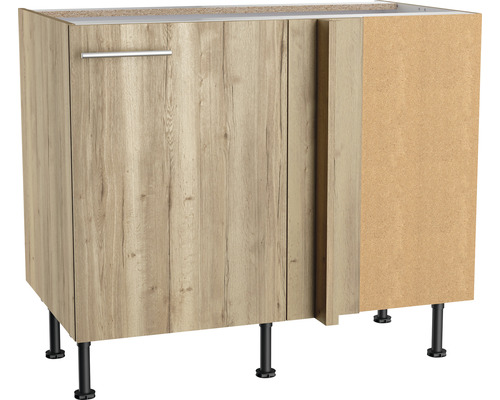 Optifit Eckunterschrank Erik290 BxTxH 100x58,4x87 cm wildeiche strukturiert matt zerlegt Anschlag reversibel (links oder rechts montierbar)