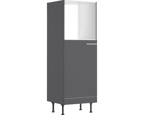 Armoire pour four/réfrigérateur encastré Optifit pour réfrigérateur encastré 88 Ingvar420 lxpxh 60x58,4x176,6 cm anthracite mat démontée tirant réversible (montage à gauche ou à droite) Armoire haute de cuisine grise avec tiroir et pieds