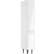 Armoire haute de salle de bain blanche avec pieds et deux portes