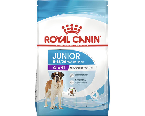 Nourriture pour chiens Royal Canin Giant Junior, 15 kg Aliment sec Royal Canin Junior pour chiens de très grandes races pesant plus de 45 kilogrammes