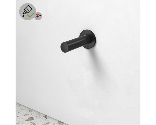 Porte-serviettes mural noir avec symbole pour montage par collage