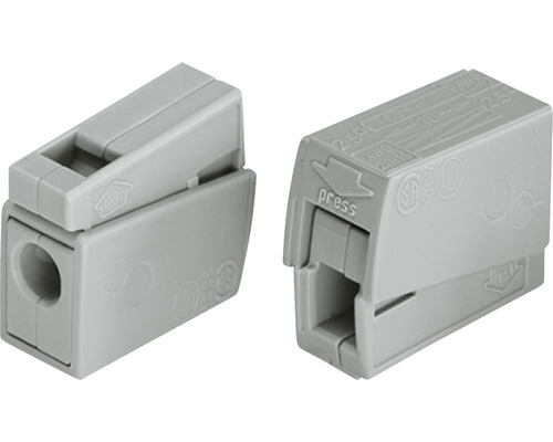 Borne pour luminaire Wago 0,5 gris 15 pièces Deux bornes de connexion grises pour connexions électriques