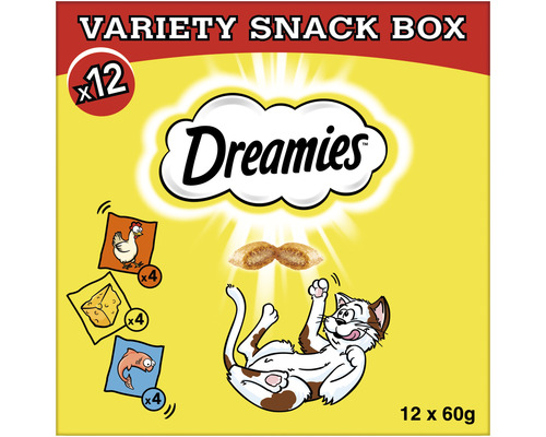 Dreamies boîte de différentes variétés 12x60 g Dreamies Variety Snack Box avec 12 paquets de friandises pour chats